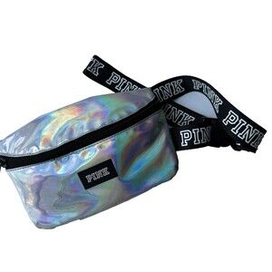 Victoria’s Secret PINK Silver Iridescent Holographic Fanny Pack Hip Bag Belt Bag